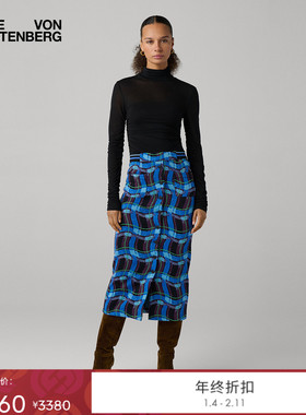 [提花工艺]DVF2025秋季新款苏格兰格纹图案半裙KM3T001