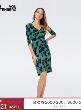 DVF银杏叶印花哑光针织短裙连衣裙DL4R046