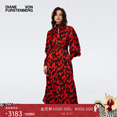 提花工艺 DVF艺术手指图案连衣裙DL3S054