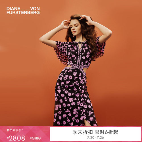 [博主同款]DVF2026春夏新款度假风波点腰部挖剪碎花连衣裙DS1U021