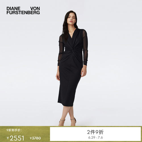 DVF经典曜石黑连衣裙小黑裙