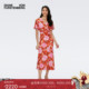 DVF 海岛度假 V领印花度假裹身连衣裙DW1S009