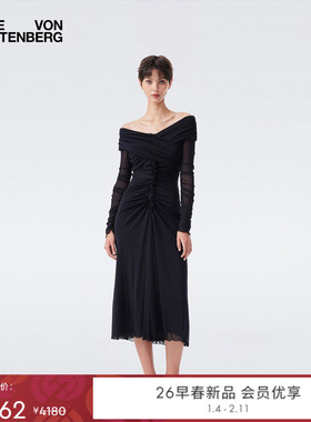 [海岛度假]DVF2026早春度假系列经典黑一字肩连衣裙DL4T008