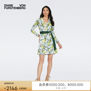 DVF 连衣裙DW1S007 裹身裙V领度假碎花裙印花长袖