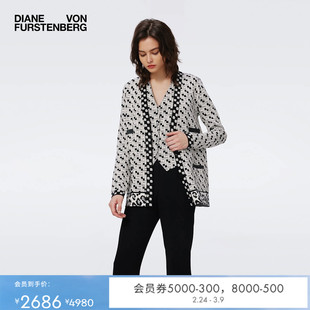 [提花工艺]DVF 白色方型环扣图案针织衫WC3S005