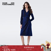 连衣裙DL3T011 海军蓝小鹿纹针织长袖 提花工艺 DVF2025秋冬新款