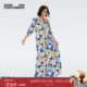 海岛度假 DVF度假V领系带花卉印花连衣裙DL1S014