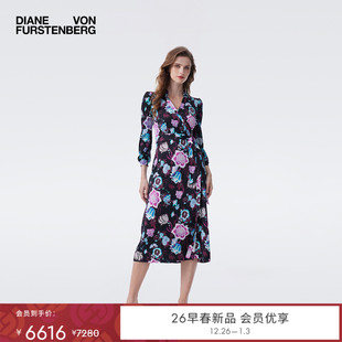 柳枝花卉针织桑蚕丝裹身裙DW4T015 DVF2026新款 100%真丝