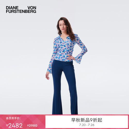 [弹力网纱]DVF2026早秋新款淡紫色海岛铃兰碎花网纱上衣BL2U004