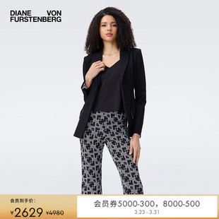 西装 纯色曜石黑庞特针织通勤风修身 短外套JS2T002 经典 DVF