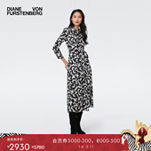 DVF黑白抽象图案裹身连衣裙DW3S004