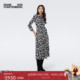 DVF黑白抽象图案裹身连衣裙DW3S004