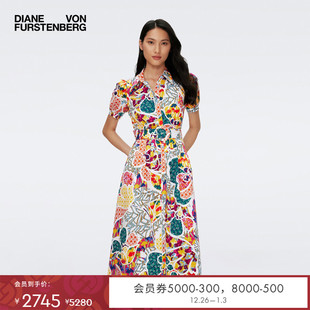 DVF衬衫 领植物印花连衣裙DS1S075