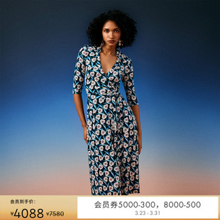 红裙针织桑蚕丝裹身连衣裙DW4R015 DVFPOLO领中长款 100%真丝