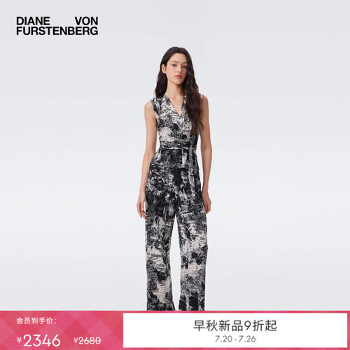 [摩登针织]DVF2026早秋新款黑白北非绿洲无袖围裹式上衣BS2U008