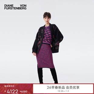 WC4T005 DVF2026早春度假系列魅惑紫光影玫瑰宽松开衫 提花工艺