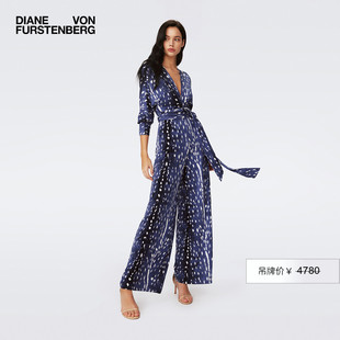 DVF2025春夏新款 PJ4S003 高腰闊腿連體褲 V領(lǐng)蝙蝠袖