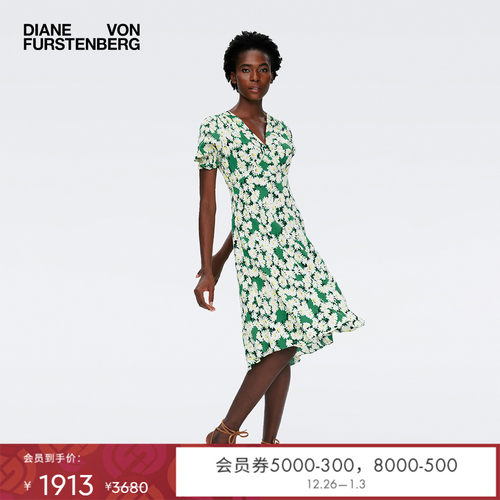 DVF印花复古绉纱连衣裙DS1S001