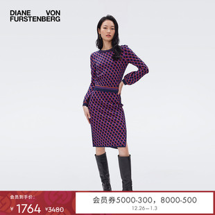 针织衫 DVF圆领套头毛衣几何提花长袖 WL3R008 博主同款