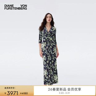 V领绿野仙踪修身 DVF2026春夏新款 中长连衣裙DL1U004 哑光针织