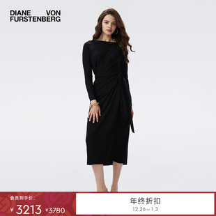 DVF2025秋冬新款 曜石黑弹力针织仿裹身裙DW3T003