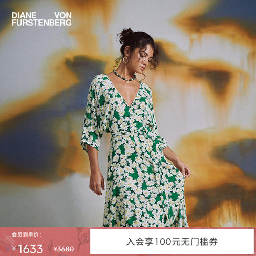 DVF印花复古绉纱连衣裙DS1S001