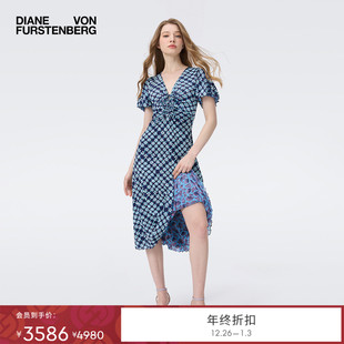 新款 DVF2025秋季 印花弹力网纱连衣裙DS2T028 双面穿