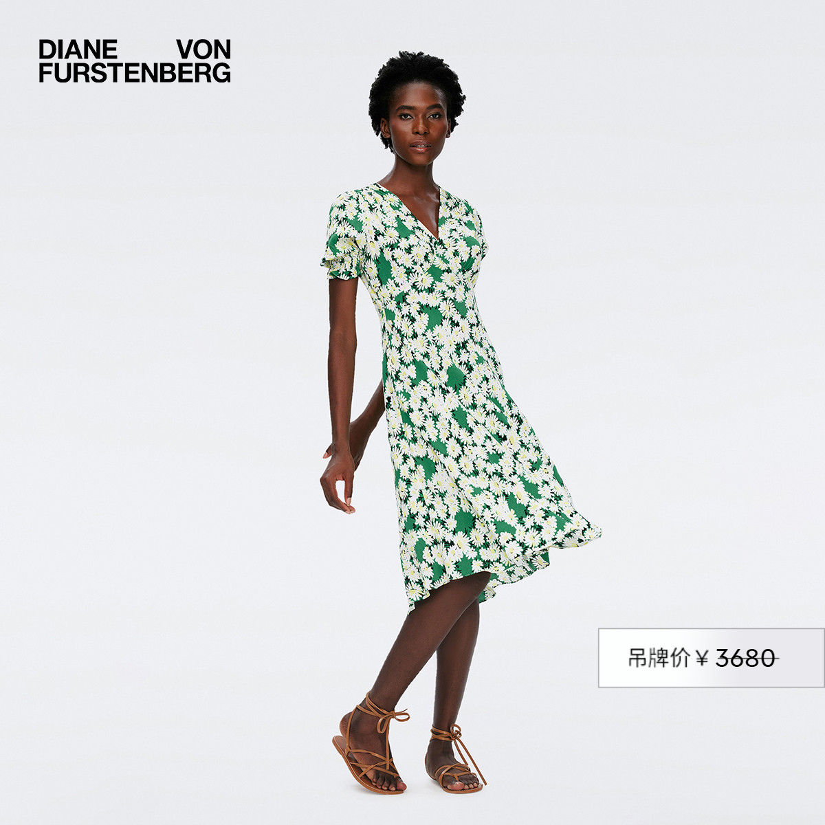 DVF印花复古绉纱连衣裙DS1S001