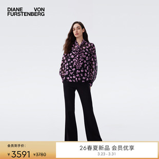 系带上衣衬衫 感长袖 BL1U003 雾粉波点玫瑰印花时尚 DVF2026春夏新款