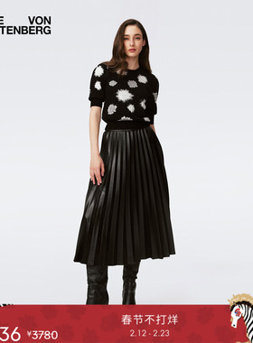 [博主同款]DVF曜石黑色仿皮革百褶半裙NK4S001