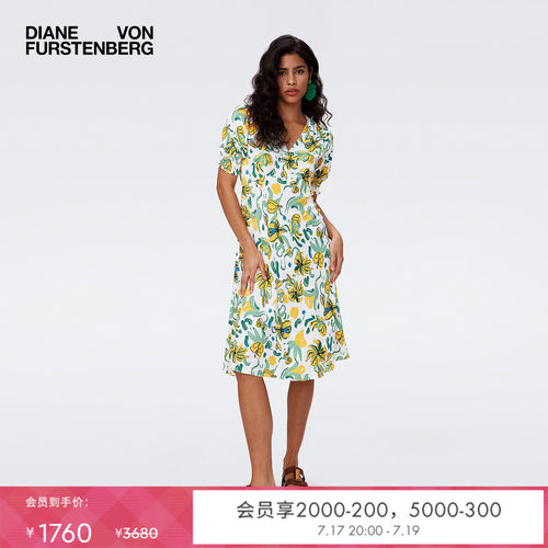 DVF经典茶歇裙植物印花连衣裙