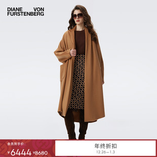 毛呢羊毛沙漠驼大衣外套CL3T004 DVF2025秋冬新款 双面毛呢