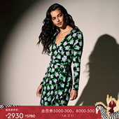 100%真丝 DVF V领长袖 短款 桑蚕丝裹身连衣裙DW3R012