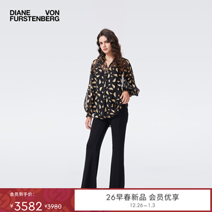 上衣BL4T008 DVF2026早春锁爱金唇长袖 重工烧花雪纺