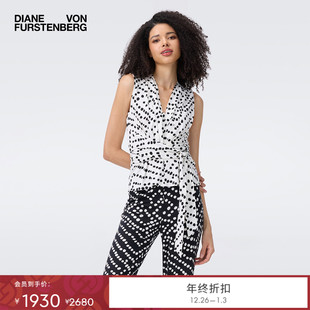 上衣BS2T002 度假米白波点几何图案长袖 DVF2025秋季 新款