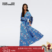 裹身连衣裙DW4R009 V领植物印花长款 海岛度假 DVF