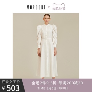 MORDORF 复古宫廷连衣裙女装2020年秋冬设计感泡泡袖衬衫裙中长款