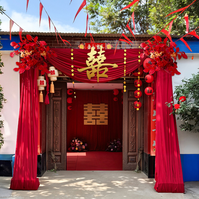 2025农村结婚庭院子大门口布幔