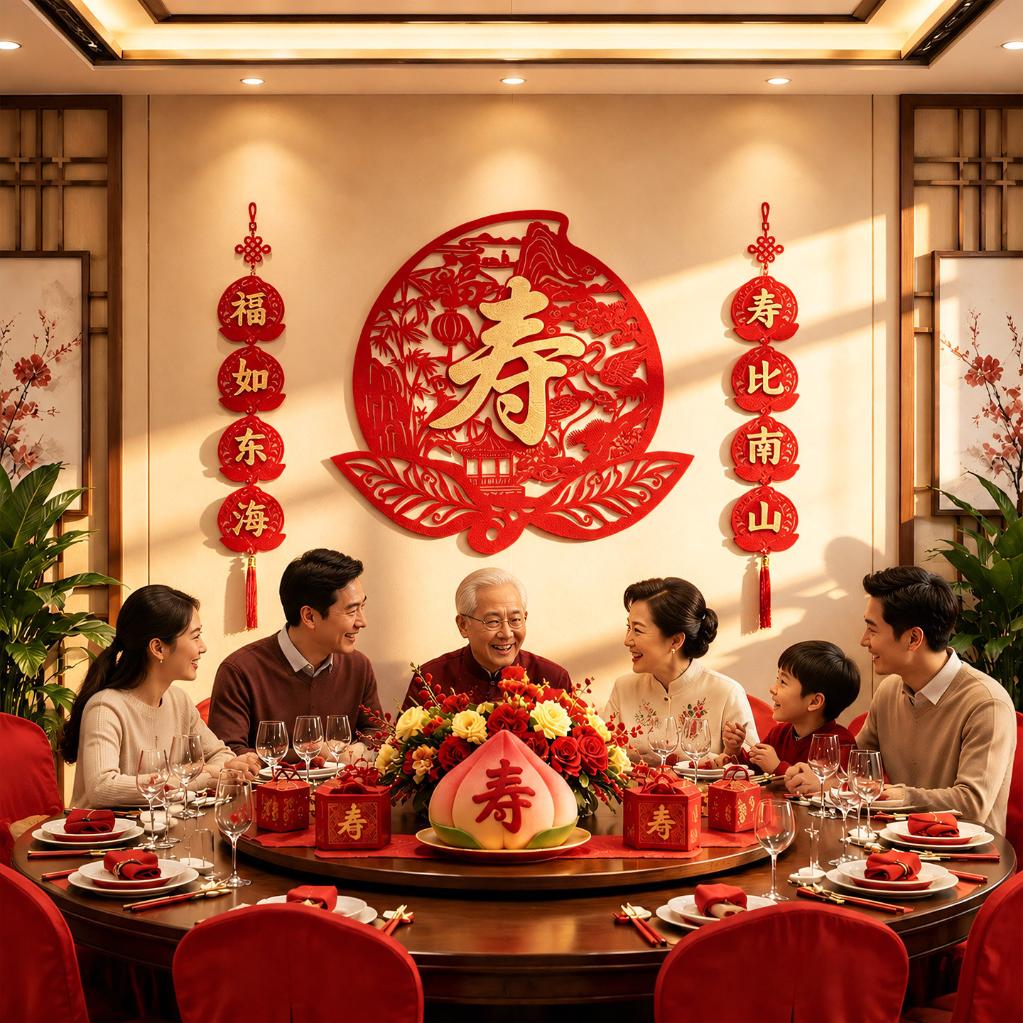老人过寿生日福字对联寿字贴祝寿大寿酒店寿宴装饰背景墙布置用品