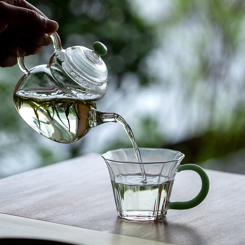 日式玻璃花瓣茶杯家用耐