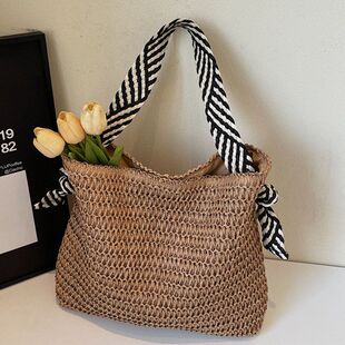 时尚度假风草编包女2026新款流行编织单肩包大容量休闲海边沙滩包