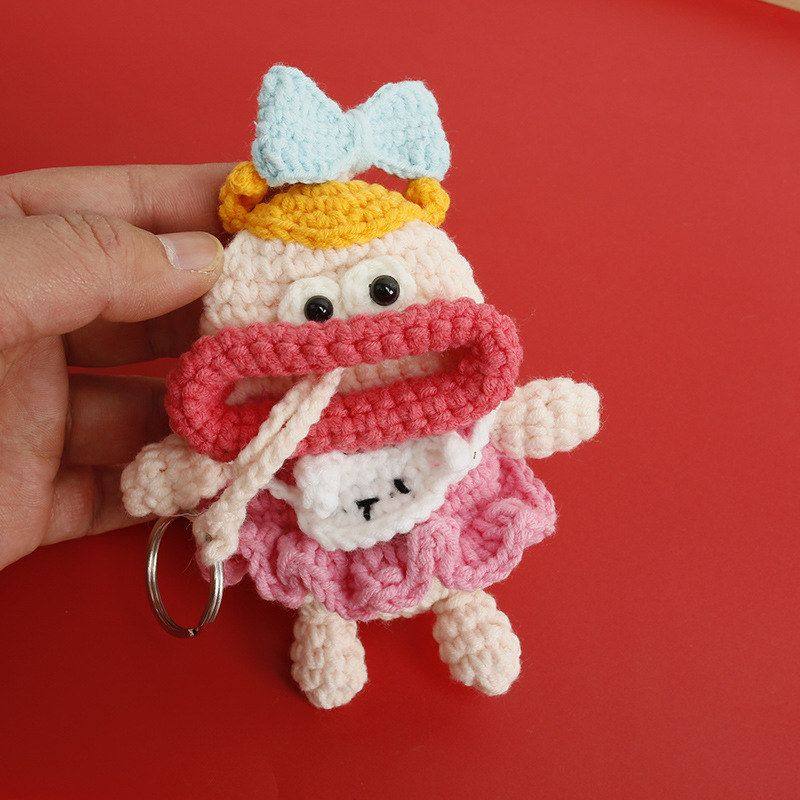 跨境爆款手工编织香肠嘴钥匙包 花裙子小女孩抽拉车钥匙套成品,箱包皮具/热销女包/男包,编织包,淘宝优惠券,粉丝福利购,淘宝优惠卷