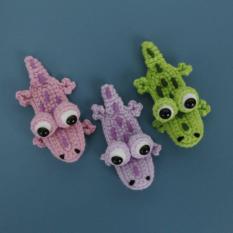 织女手工编织鳄鱼发卡 宝妈毛线钩织动物头饰成品 可爱女生发饰