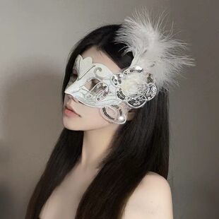 羽毛面具神秘感国风古风半脸面具遮面假面化妆舞会万圣节古装道具