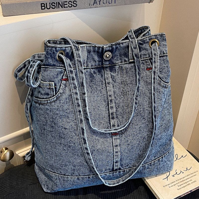复古小众牛仔布单肩小包包女时尚