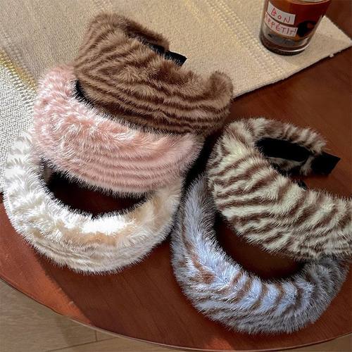 秋冬豹纹毛绒宽边发箍女2025新款