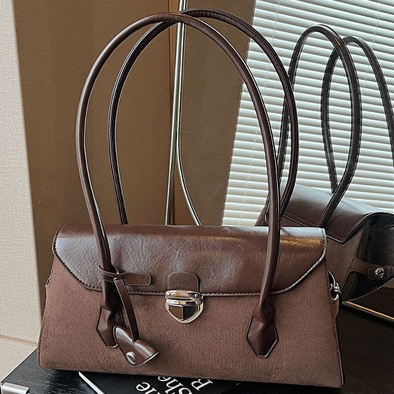 复古撞色手拎波士顿包女2025秋季