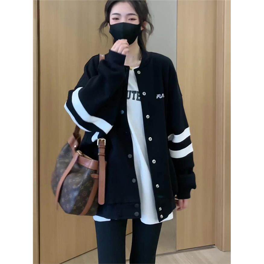 特大码300斤外套卫衣中长款秋冬胖mm加绒加厚上衣宽松棒球服女装