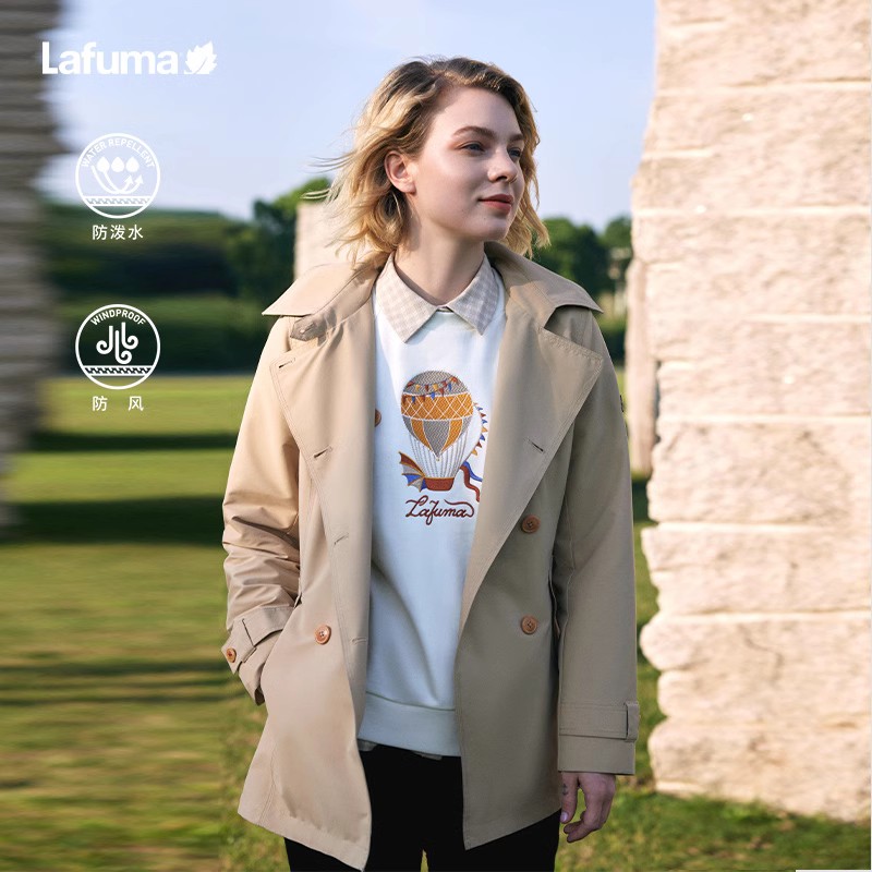 法国LAFUMA乐飞叶户外通勤防风防泼水外套女休闲双排扣风衣夹克 - 封面