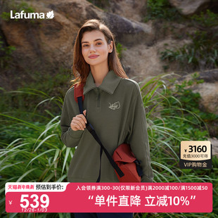 T恤男女打底衫 LAFUMA乐飞叶户外春季 华夫格运动卫衣休闲翻领长袖
